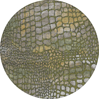 Piper Looms Chantille Squares ACN988 Olive Machine Washable Area Rug Round Main Image