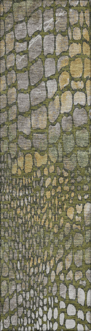 Piper Looms Chantille Squares ACN988 Olive Machine Washable Area Rug Runner Main Image