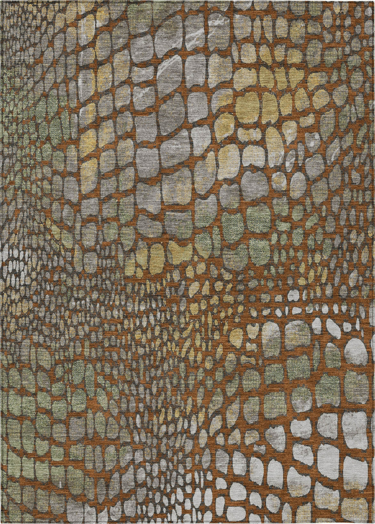 Piper Looms Chantille Squares ACN988 Paprika Machine Washable Area Rug main image