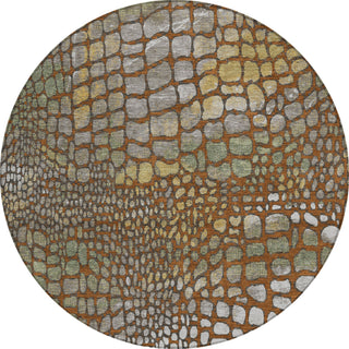 Piper Looms Chantille Squares ACN988 Paprika Machine Washable Area Rug Round Main Image