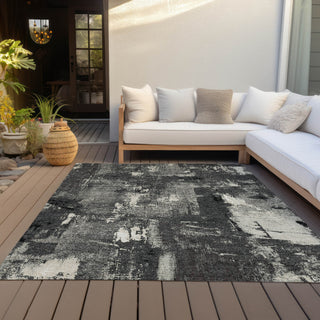 Piper Looms Chantille Abstract ACN989 Black Machine Washable Area Rug Outdoor Lifestyle Image Feature