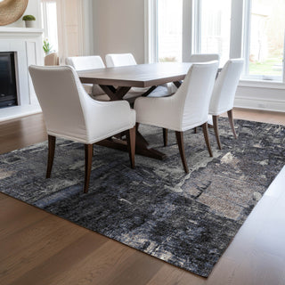 Piper Looms Chantille Abstract ACN989 Charcoal Machine Washable Area Rug Lifestyle Image Feature