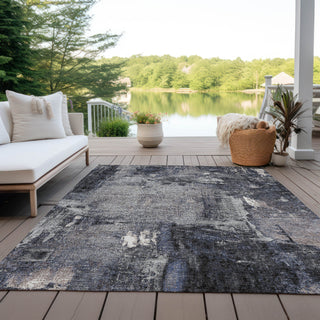 Piper Looms Chantille Abstract ACN989 Charcoal Machine Washable Area Rug Outdoor Lifestyle Image Feature