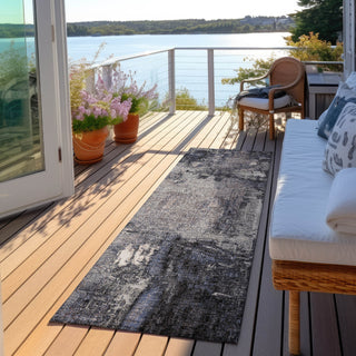 Piper Looms Chantille Abstract ACN989 Charcoal Machine Washable Area Rug Runner Outdoor Lifestyle Image Feature