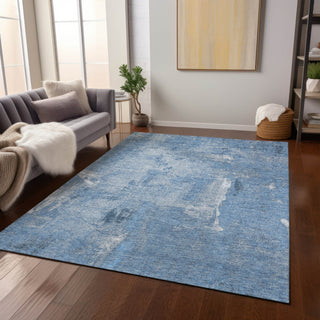 Piper Looms Chantille Abstract ACN989 Denim Machine Washable Area Rug Lifestyle Image Feature