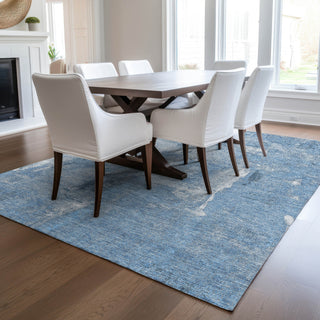 Piper Looms Chantille Abstract ACN989 Denim Machine Washable Area Rug Lifestyle Image Feature