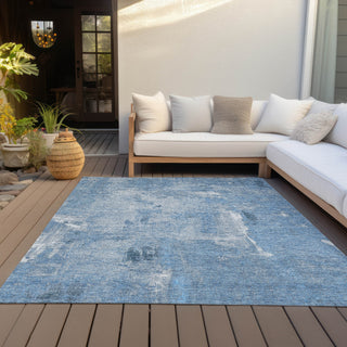 Piper Looms Chantille Abstract ACN989 Denim Machine Washable Area Rug Outdoor Lifestyle Image Feature