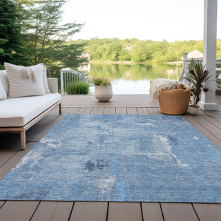 Piper Looms Chantille Abstract ACN989 Denim Machine Washable Area Rug Outdoor Lifestyle Image Feature