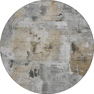 Piper Looms Chantille Abstract ACN989 Gray Machine Washable Area Rug Round Main Image