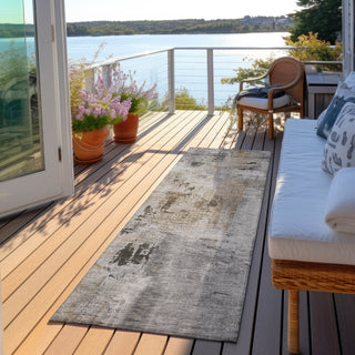 Piper Looms Chantille Abstract ACN989 Gray Machine Washable Area Rug Runner Outdoor Lifestyle Image Feature