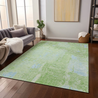 Piper Looms Chantille Abstract ACN989 Green Machine Washable Area Rug Lifestyle Image Feature