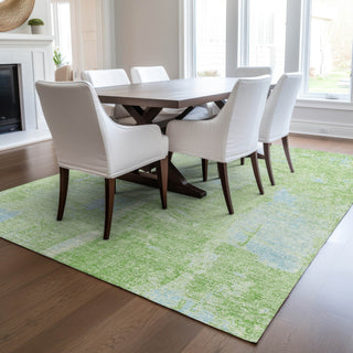 Piper Looms Chantille Abstract ACN989 Green Machine Washable Area Rug Lifestyle Image Feature
