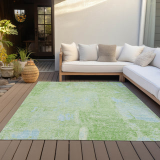 Piper Looms Chantille Abstract ACN989 Green Machine Washable Area Rug Outdoor Lifestyle Image Feature