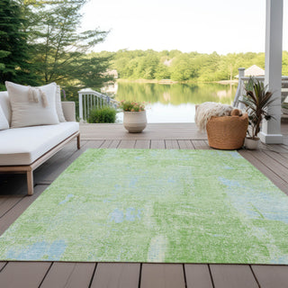Piper Looms Chantille Abstract ACN989 Green Machine Washable Area Rug Outdoor Lifestyle Image Feature