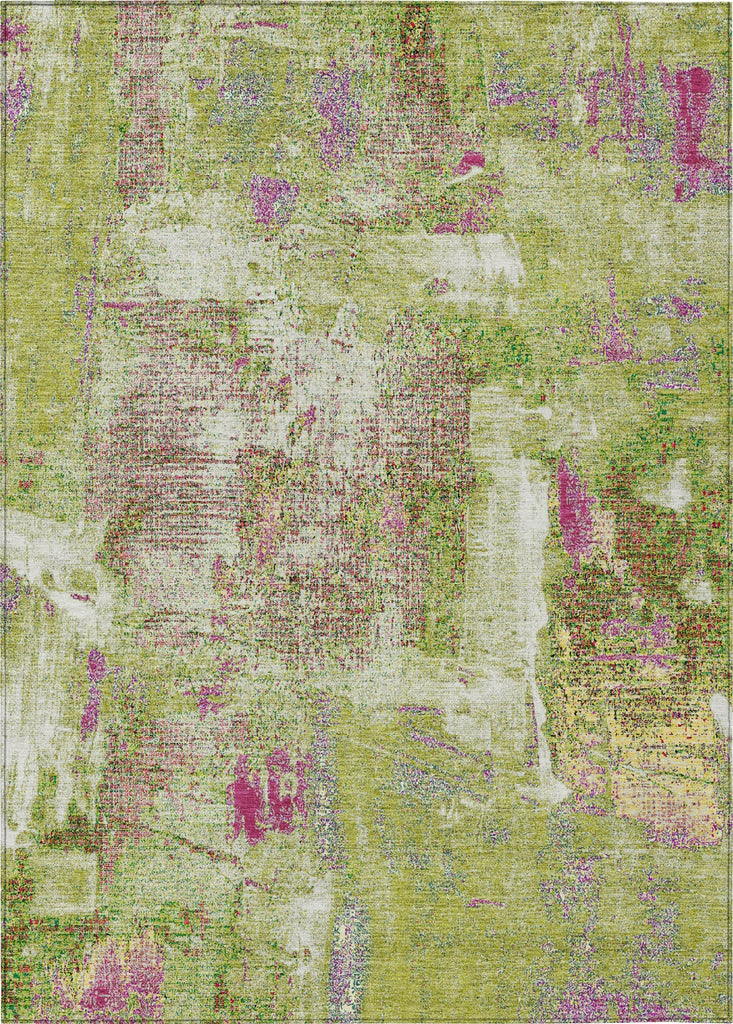 Piper Looms Chantille Abstract ACN989 Lime Machine Washable Area Rug main image