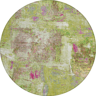 Piper Looms Chantille Abstract ACN989 Lime Machine Washable Area Rug Round Main Image