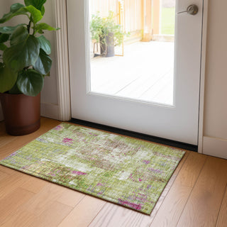 Piper Looms Chantille Abstract ACN989 Lime Machine Washable Area Rug Scatter Lifestyle Image Feature