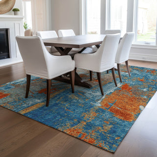 Piper Looms Chantille Abstract ACN989 Navy Machine Washable Area Rug Lifestyle Image Feature
