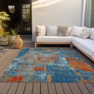 Piper Looms Chantille Abstract ACN989 Navy Machine Washable Area Rug Outdoor Lifestyle Image Feature