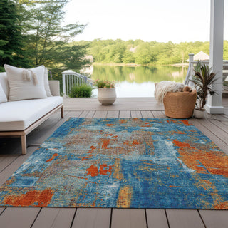 Piper Looms Chantille Abstract ACN989 Navy Machine Washable Area Rug Outdoor Lifestyle Image Feature