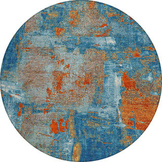 Piper Looms Chantille Abstract ACN989 Navy Machine Washable Area Rug Round Main Image