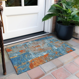 Piper Looms Chantille Abstract ACN989 Navy Machine Washable Area Rug Scatter Outdoor Lifestyle Image Feature