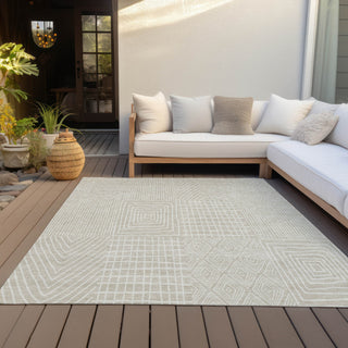 Piper Looms Chantille Geometric ACN990 Beige Machine Washable Area Rug Outdoor Lifestyle Image Feature