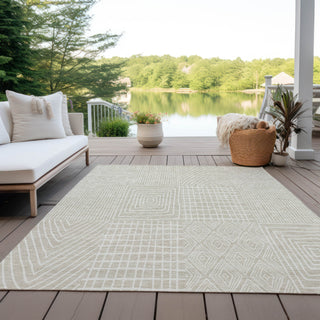 Piper Looms Chantille Geometric ACN990 Beige Machine Washable Area Rug Outdoor Lifestyle Image Feature