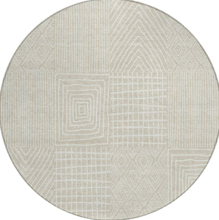 Piper Looms Chantille Geometric ACN990 Beige Machine Washable Area Rug Round Main Image