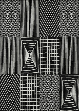 Piper Looms Chantille Geometric ACN990 Black Machine Washable Area Rug main image