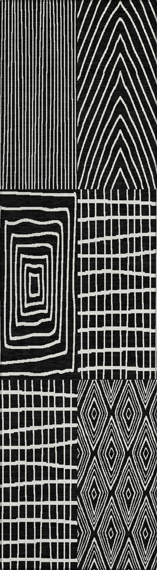 Piper Looms Chantille Geometric ACN990 Black Machine Washable Area Rug Runner Main Image