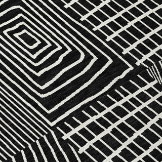 Piper Looms Chantille Geometric ACN990 Black Machine Washable Area Rug Swatch Image