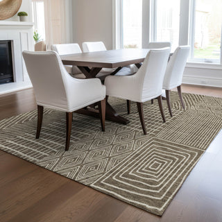 Piper Looms Chantille Geometric ACN990 Brown Machine Washable Area Rug Lifestyle Image Feature