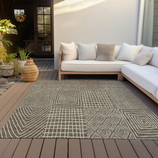 Piper Looms Chantille Geometric ACN990 Brown Machine Washable Area Rug Outdoor Lifestyle Image Feature