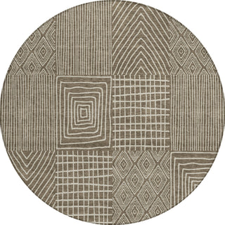 Piper Looms Chantille Geometric ACN990 Brown Machine Washable Area Rug Round Main Image
