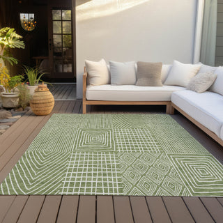 Piper Looms Chantille Geometric ACN990 Green Machine Washable Area Rug Outdoor Lifestyle Image Feature