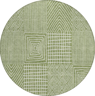 Piper Looms Chantille Geometric ACN990 Green Machine Washable Area Rug Round Main Image