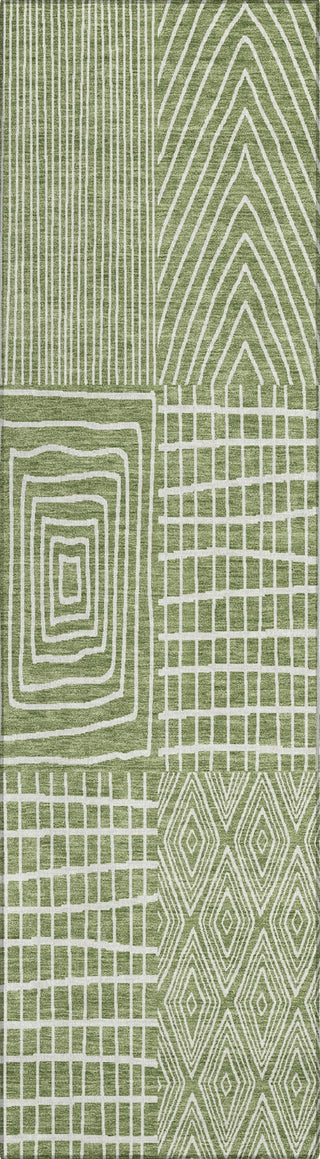 Piper Looms Chantille Geometric ACN990 Green Machine Washable Area Rug Runner Main Image