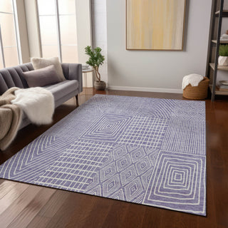 Piper Looms Chantille Geometric ACN990 Lavender Machine Washable Area Rug Lifestyle Image Feature