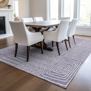 Piper Looms Chantille Geometric ACN990 Lavender Machine Washable Area Rug Lifestyle Image Feature