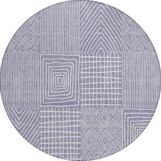 Piper Looms Chantille Geometric ACN990 Lavender Machine Washable Area Rug Round Main Image