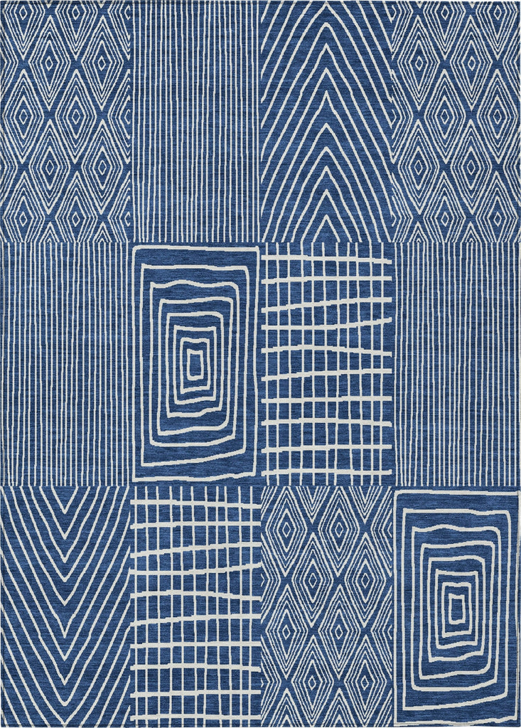 Piper Looms Chantille Geometric ACN990 Navy Machine Washable Area Rug main image