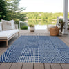 Piper Looms Chantille Geometric ACN990 Navy Machine Washable Area Rug Outdoor Lifestyle Image Feature
