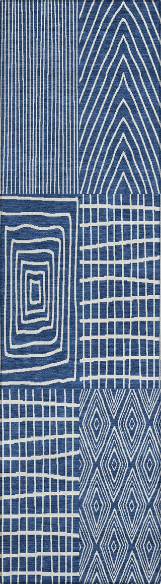 Piper Looms Chantille Geometric ACN990 Navy Machine Washable Area Rug Runner Main Image