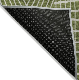 Piper Looms Chantille Geometric ACN990 Olive Machine Washable Area Rug Backing Image