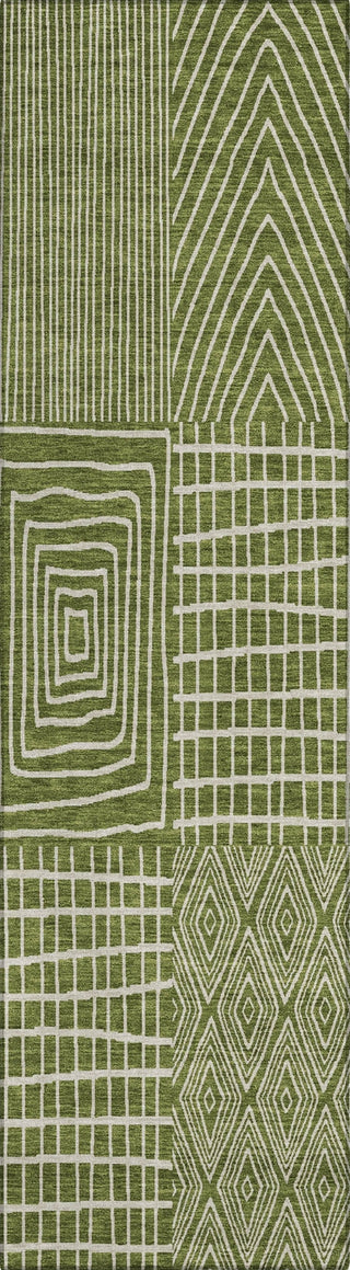 Piper Looms Chantille Geometric ACN990 Olive Machine Washable Area Rug Runner Main Image
