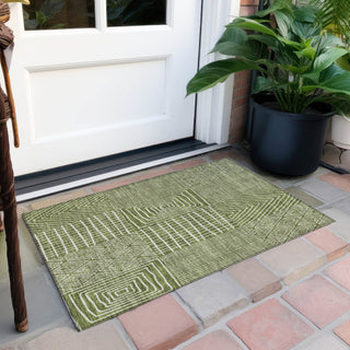 Piper Looms Chantille Geometric ACN990 Olive Machine Washable Area Rug Scatter Outdoor Lifestyle Image Feature