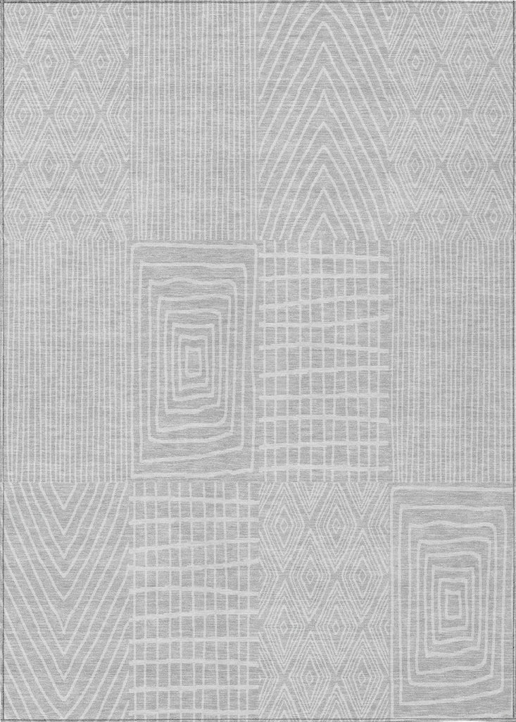 Piper Looms Chantille Geometric ACN990 Silver Machine Washable Area Rug main image