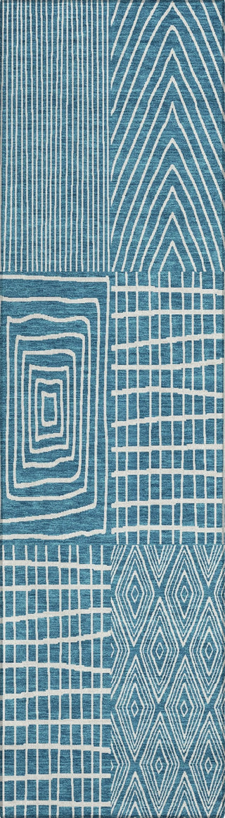 Piper Looms Chantille Geometric ACN990 Teal Machine Washable Area Rug Runner Main Image