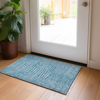 Piper Looms Chantille Geometric ACN990 Teal Machine Washable Area Rug Scatter Lifestyle Image Feature